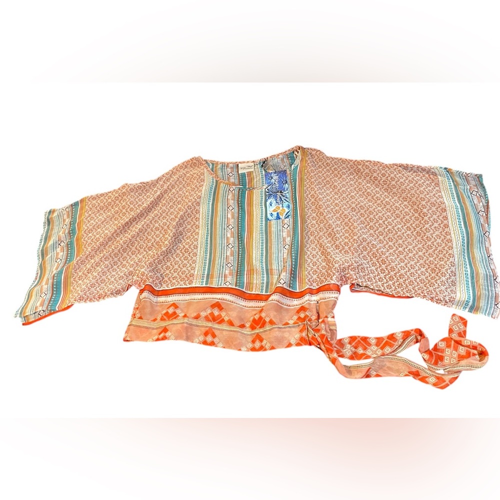 Young Threads Dolman Sleeve Cold-Shoulder Bohemian Multicolor Top